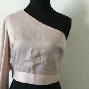 Top Shop, NWOT, size 4, light pink/ beige, one bell sleeve, crop top